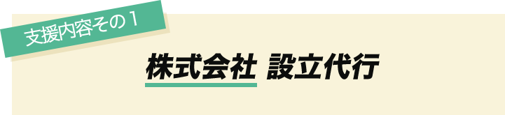 支援内容その1　株式会社設立代行
