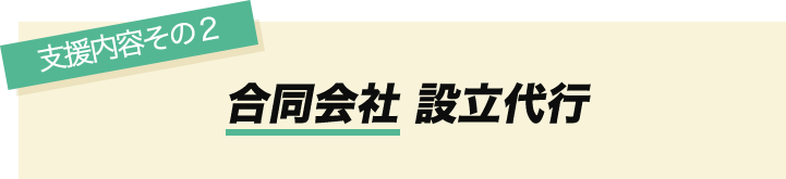 支援内容その2　合同会社設立代行