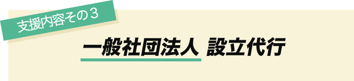 支援内容その3　一般社団法人設立代行